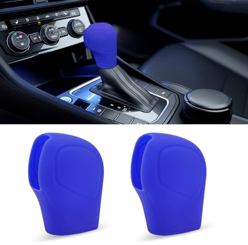deemars 2PCS Auto-Schaltknauf-Abdeckung, Elastische Silikon Auto Automatik-Schaltknauf Schutzhülle, Auto Schaltknauf-Schutz, Universal Auto Interieur Zubehör für die meisten Automodelle (K1-Blau)