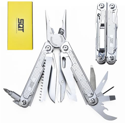SQT Multi-Tool Multifunktion mit Zange 18 in 1 – Verbesserte Schere & Schraubendreher-Set, Edelstahl Survival-Werkzeuge mit Nylonetui für Camping, (Geschenk für DIY-Enthusiasten/Maschinenbauer)