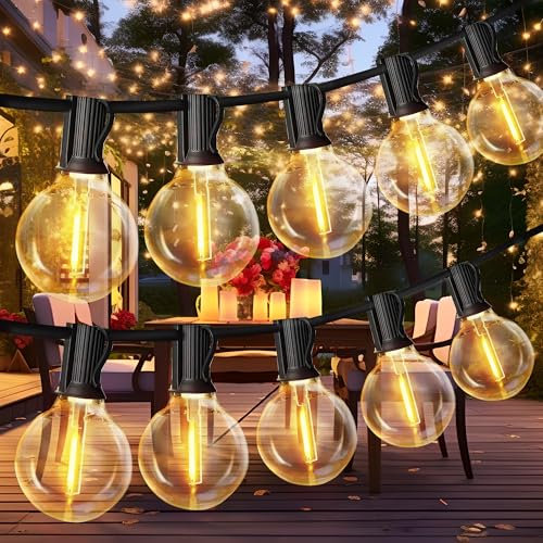 Sanweyter Guirlande Lumineuse Exterieure LED, 15M Guirlande Guinguette Exterieur G40 LED Ampoules IP44 Imperméable,Chaîne Lumiere Exterieur pour terrasse, mariage, Noël