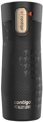 Contigo x Ally Love Stainless Steel Vacuum-Insulated Travel Mug with Autoseal and Easy Clean Lid, Spill-proof, Keeps Drinks cold 24 hrs & hot for 11 hrs, BPA Free, 16oz., West Loop 3.0, Licorice