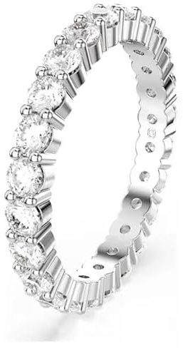 Swarovski Anillo Matrix Vittore, Con Imponentes Piedras Transparentes que Brillan Desde Todos los Ángulos, Circonitas, Colección Matrix Vittore, Talla Redonda, Acabado en Tono Plateado, Blanco
