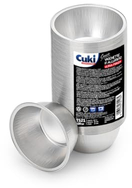 Cuki Professional Bandejas de aluminio redondas ultrarresistentes, magdalenas, cupcakes, caramelo cream, 9 cm de diámetro x 3,5 cm de alto, 1 paquete de 100 unidades, desechables para horno,