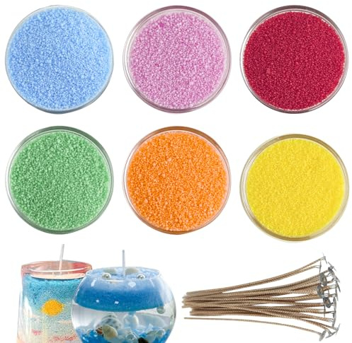 CoolCrafts Cera di Sabbia Colorata con Stoppini 6 Colori Sabbia di Cera Perlata per Candele - 900g