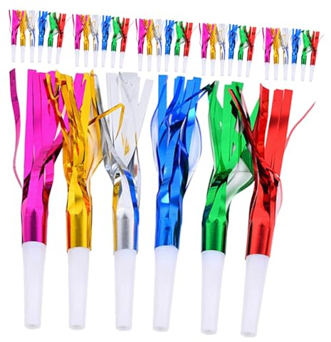 Toyvian 60 Piezas Silbato de la fiesta infantil sopladores de fiesta matracas Maker de ruido Silbato colorido Hands Party Blowers Whistle el plastico