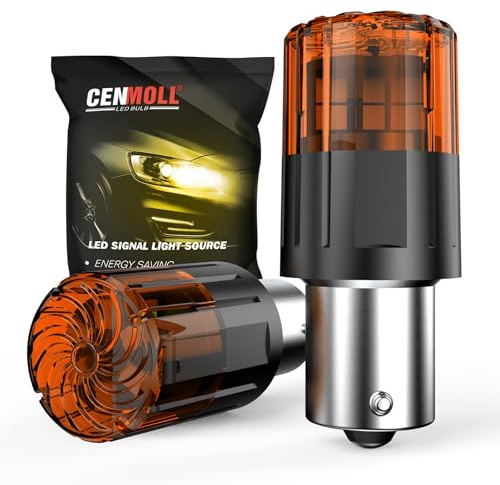 Cenmoll Lampadine LED BAU15S PY21W giallo ambra, 3200LM super luminose 12V-24V BAU15S PY21W per indicatori di direzione, luci di posizione, luci di retromarcia e luci diurne, confezione da 2