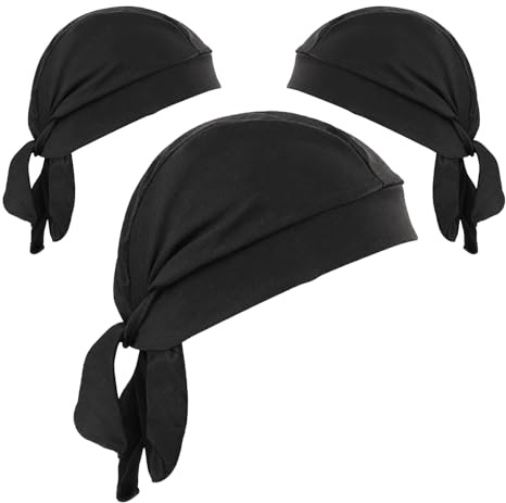 3 uppfriskande bandanas för män, anti-svett hjälmfoder, balaclava dödskalle keps med UV-skydd, Durag för motorcykel cykel racing arbete utomhus - snabbtorkande
