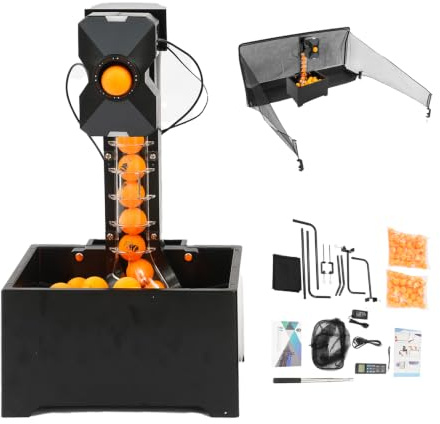 CHIMHOON Bordtennis robot med nät 100 bollar – 10 lägen för träningsträning | Automatisk bordtennis bollmaskin med fisknät och bollsamlare, justerbar servering, 35–90 bollar/min, 4–40 m/s