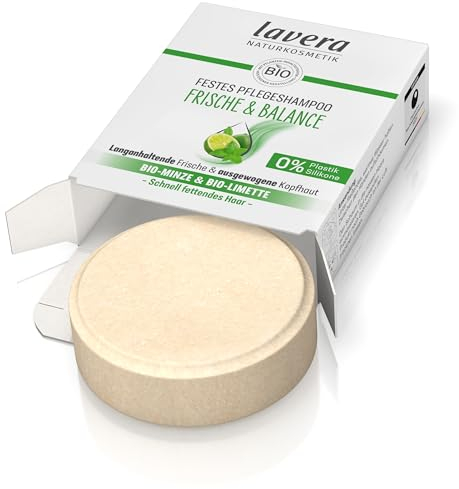 lavera Festes Pflegeshampoo Frische & Balance - ohne Silikone - Schwungvolles Volumen & gestärktes Haar - vegan - Naturkosmetik - 50 g