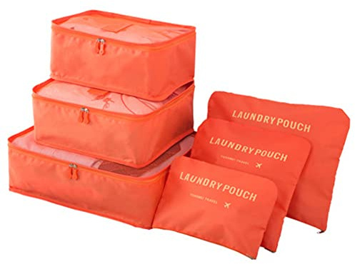 Rojeam Organizer per Valigia 6 Pezzi Organizzatori di Viaggio Cubo Borse di Stoccaggio Abbigliamento Calzature Organizzatori Sacchi (Puntini Verdi)