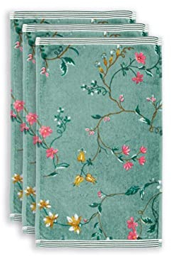 PiP Studio Gästetuch-Set Les Fleurs 3X Farbe Grün, Größe 30x50 x 3