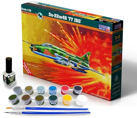 MISTER CRAFT HOBBY KITS Mistercraft Su-22M4R 77 JBG - Kit di montaggio in plastica, con colla, modello in plastica, istruzioni per la costruzione, set con colori, 264 x 139 mm