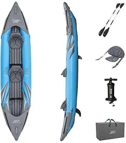 Hydro-Force Voyager 2 Persons Inflatable Raft | Inflatable Boat with Hand Pump, Oars, Seats, Gear Pouch, Carry Bag, Four-Seater