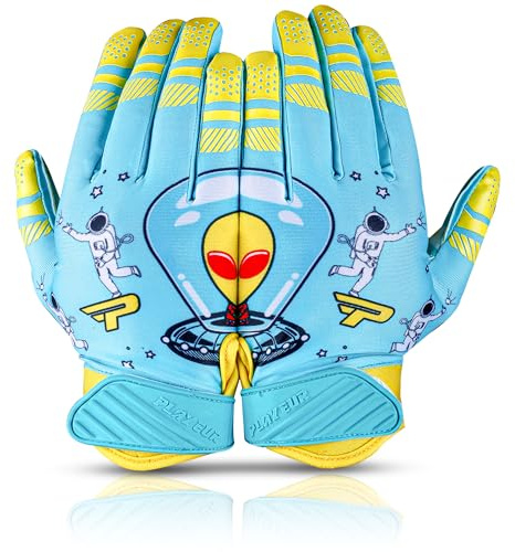 PLAYEUR Premium Football Gloves for Kids Youth & Adults-Premium Sticky Receiver with Adaptive Fit Technology-Ultra-Grip Performance