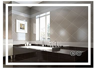 Panana 3 Colour Changing LED Light Illuminated Bathroom Mirror Wall Mounted with Demister Touch Sensor Switch (Rectangle 500mm x700mm)