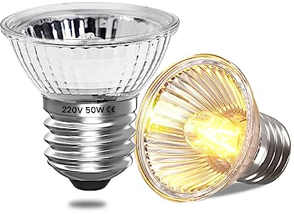 Bonlux Bombilla UVA UVB Tortugas Tierra E27 Luz para Reptiles Lámpara de Calor 50W Bombilla de Calor para Pollitos Lamparas para Tortugas de Agua Acuario (Regulable, 2 piezas)