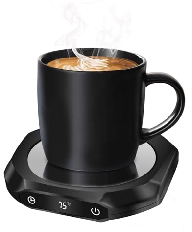 Mug Warmer,MQUPIN Coffee Warmer for Desk with 3 Temperature Settings (55℃/65℃/75℃), Cup Warmer for Tea, Milk with 1-12H Auto-off, Coffee, Tea and Milk Warmer for Office Home Desk Use