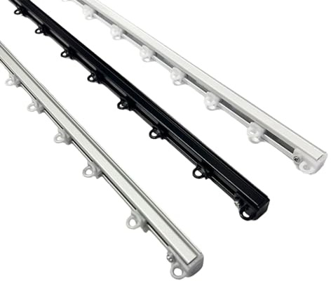 Binario per tende a soffitto in alluminio bianco nero argento con scorrevoli da interno bastone per tendaggi tenda su misura moderni scorrimento movimento manuale strappo zineffa (140 cm, BIANCO)