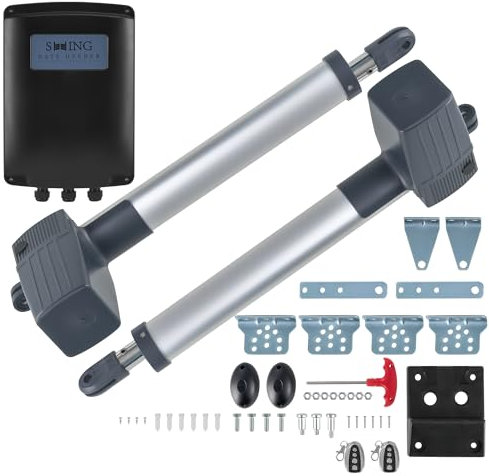 CO-Z Motore Cancello Battente 2 Ante con 2 Telecomandi per Porte Fino a 600kg 6m Kit Automazione Cancello Battente Cancello Automatico Battente con Sensori a Infrarossi Batteria Solare Compatibile