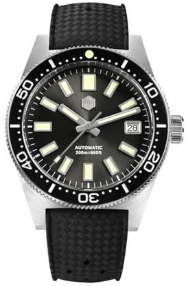 watchdives San Martin Montre Hommes 62mas SN007GB, Montre de Plongée 39mm 20Bar NH35 Montre Bracelet Mécanique Automatique de Luxe pour Plongée Étanche