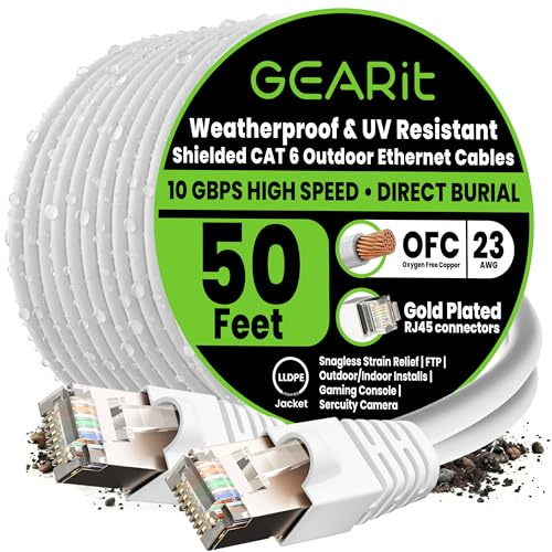 GEARit Cat 6 Ethernet Cable 50 Ft, Outdoor Direct Burial Cat6 Cable