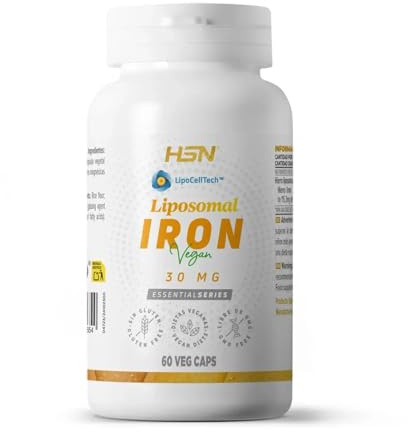 HSN Hierro Liposomado 30mg LipoCellTech™ | 60 Cápsulas Vegetales | Hierro LIPOSOMAL con Sistema de Doble Protección | Mayor ABSORCIÓN y BIODISPONIBILIDAD | No-GMO, Vegano, Sin Gluten