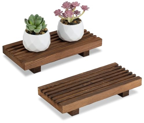 RETON porte-savon en bois, plateau à savon pour comptoir de cuisine, support pour bougie et plante (2, S)