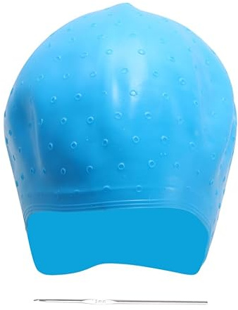 WRITWAA Bonnet de coloration en silicone bleu avec outil de couleur pour salons de coiffure - Capuchon de couleur pour mèches et surlignements - Accessoire professionnel de coupe