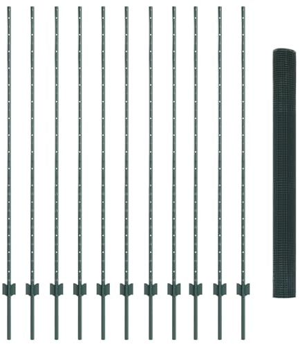 Brokky 3336496 Recinzione in Filo Saldato con 11 Post U Verde 1.6x25 m Acciaio Rete Metallica per Recinzioni Zincata Elettrosaldata Rigida - Ideale per Recinzioni da Giardino,Aree Verdi e Spazi Estern