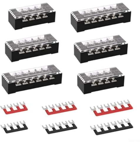 6 morsettiere isolate a doppia fila da 15 A con 456 posizioni di connessione che offrono una gestione sicura e organizzata dei fili (ferro)