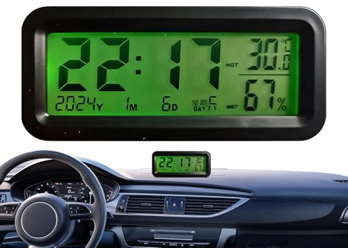 Orologio Da Cruscotto Per Auto - Monitor Di Umidità Digitale Luminoso,Orologio per Auto Elettronico Adesivo Portatile,Per Camion Scooter SUV Pickup Sedan Presa Aria Console Guida Viaggio