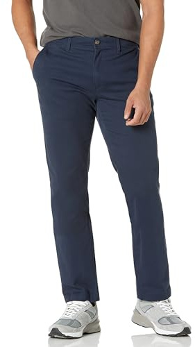 Amazon Essentials Pantaloni Chino Casual Elasticizzati da Indossare Tutto il Giorno, Vestibilità Aderente Uomo , Blu Marino Scuro, 42W / 32L