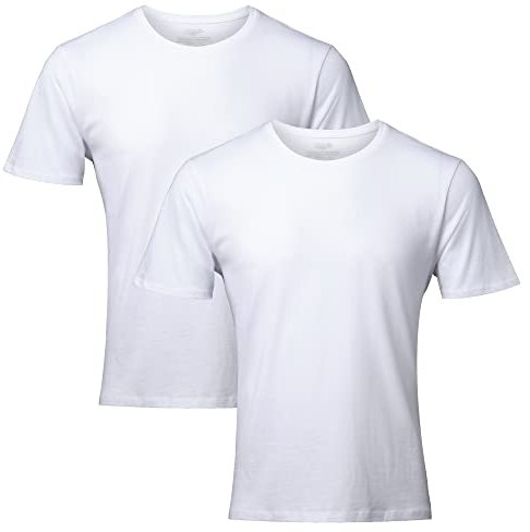 DANISH ENDURANCE Men's T-Shirts, Organic Cotton T-Shirts for Men, Multipack, Crew Neck, Short Sleeve, Premium Soft Blend, 2-Pack - Pure White, L