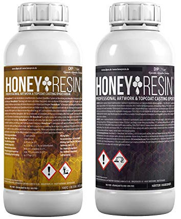 0,6 KG Honey Resin Epoxidharz Professional ArtWork & TopCoat Epoxy Resin Hochviskos I Schnellhärtend I Für Versiegelungen von Holz, Canvas, 3D Böden, Küchenarbeitsplatten, Resin Art