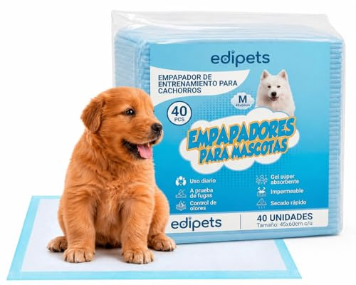 Edipets, Alaise pour Chien, Alese Jetable, 45x60, Tapis pour Chiot, Apprentissage de la Propreté, Anti-Fuite et Résistante (40 Pièces)