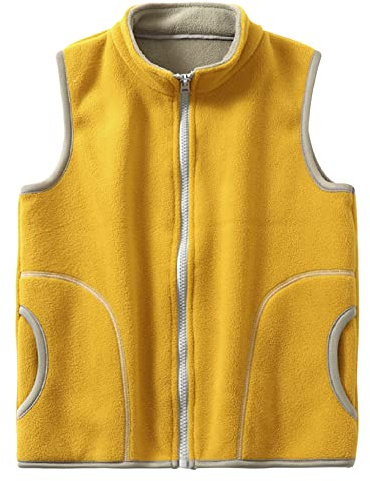 ANIMQUE Chaleco de Forro Polar para Niños Otoño Invierno Abrigo de Cálido Niños Niñas Sin Mangas Cremallera Chaqueta, Amarillo Arena 150