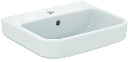 Ideal Standard I.LIFE B Lave-mains pour Salle de bain ou Toilettes, Rectangulaire, 45 x 38 x 18 cm, Céramique, Percé, Trop-Plein, T461001