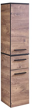 Pelipal Badezimmerschrank Quickset 374 in Eiche Ribbeck quer Nachbildung, 30 cm breit | Halbhoher Midischrank mit 2 Türen, 1 Schubkasten und 3 Einlegeböden