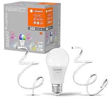 LEDVANCE SMART+ Bundle aus smarter WiFi RGB-Lampe + 2m-RGB-Lichtband + passender 1m-Erweiterung, 16 Mio Farben einstellbar, Lichtfarbe änderbar(2700-6500K), steuerbar mit Alexa, Google und Smartthings