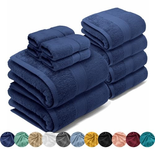 LEBENGOOD Handtuch Set 10-teilig – 100% Baumwolle, Oeko-TEX® Zertifiziert – 2 Badetücher, 4 Handtücher, 4 Waschhandschuhe, Extra weich & Saugfähig – Ideal für Bad, Dusche & Gäste