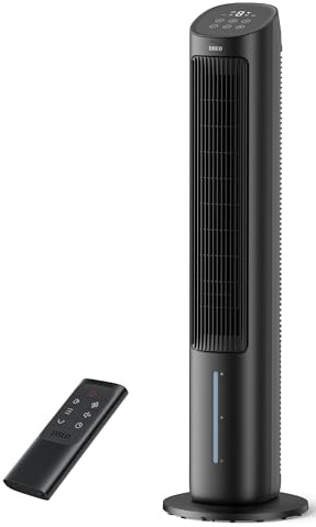 DREO Tower Fans That Blow Cold Air, 40 Evaporative Air Cooler, Cooling Fan for Bedroom with 80° Oscillating, Remote Control, 3 Modes 4-Speed Quiet Floor Fan, Black