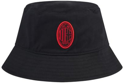 AC Milan Cappello con Visiera, Cappellino Estivo a Secchiello con Logo Ufficiale, Cappellino Uomo o Donna, Unisex, Regolabile, Nero (Cappello a Secchiello)