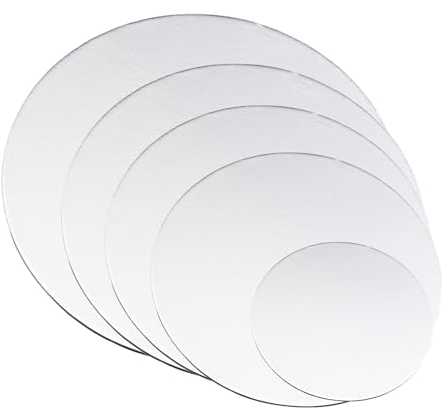 Cake Board Card 5erSet 10/16/18/20/22cm,Tortenteller,Tortenplatte Pappe,Cake Drum,Cakeboard,Ungiftig und Geruchlos,Silbernes Kuchenbrett,Geeignet für Kuchen,Wiederverwendbar Torten Unterplatten