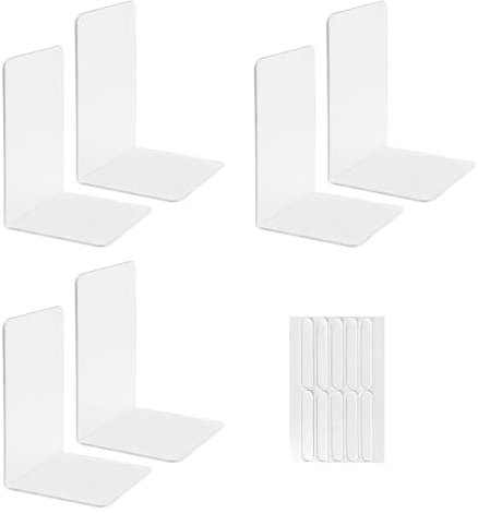 HENGBIRD Buchstützen-Set, Buchstütze aus 6 Transparenten Acrylbuchstützen, Geeignet für Schule, Zuhause, Büro, Bibliothek, Schlafzimmer & Schreibtischorganisation