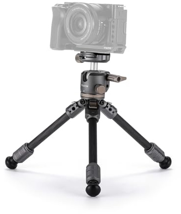 Tilta Treppiede per Fotocamera con Testa a Sfera da Tavolo, Treppiede da Viaggio con Gambe a 1 Stadio in Fibra di Carbonio (3KG) - Grigio Spazio TT-BT03-FB-SG