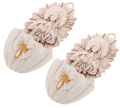 HOLIDYOYO 2pezzi Fontana Santa Resina Da Appendere Decorazione Cattolica Per Ingressi e Pareti Di Elemento Spirituale Per Occasioni Speciali e Atmosfera Sacra