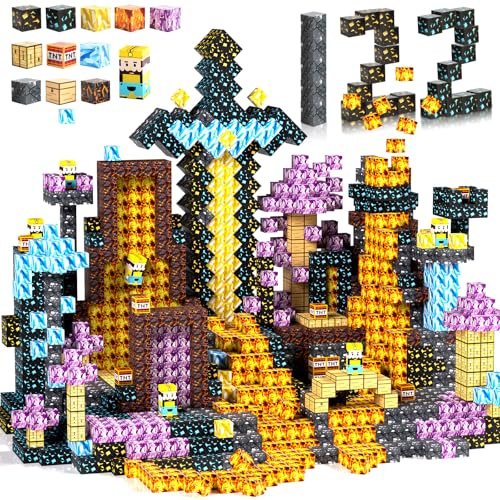 Knoiuao 122 Pièces Bloc de Construction Magnétique,Build Magnet World,Construction de Noël Magnétique Enfant,Jeux Magnétiques pour Enfants 3 4 5 6 7 8 Ans