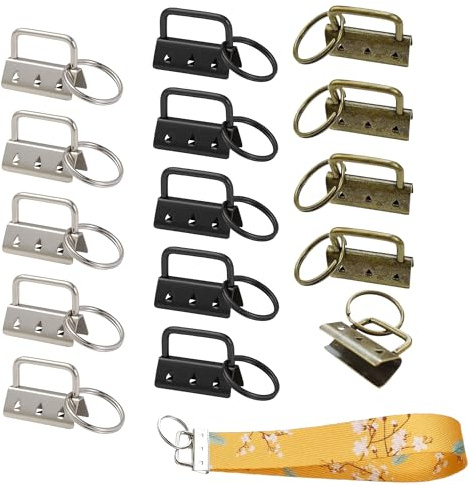 15 PCS Schlüsselband Rohlinge 32mm Schlüsselanhänger Rohlinge Klemmschließeanhänger Schlüsselanhänger Selber Machen Klemmverschluss Anhänger mit Schlüsselring für DIY Handarbeit Lanyard Stoff