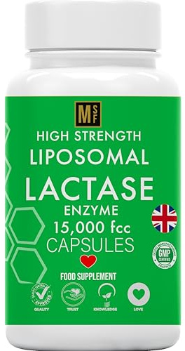 Liposomal Lactase Enzyme 15000FCC | 120 High Strength Lactase Capsules | Enzyme Tablets | Lactose Digestion | Digestive Enzyme Food Supplement