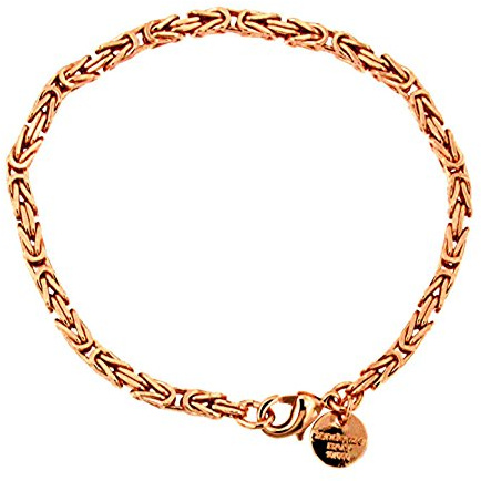 Tendenzalia Bizantiner kungligt armband kvadratisk original italiensk kedja 18 k rosé förgylld eller dubbel 3 mm bred längd valbar, Mässing