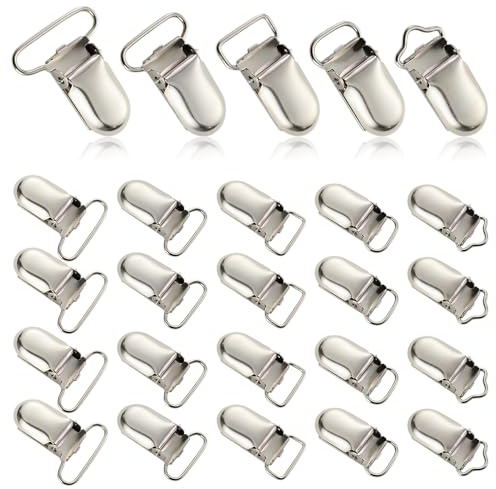 25 clip per ciuccio, reggicalze in metallo, per bavaglini in tessuto, vestiti, giocattoli per bambini, regali fai da te, guanti per la casa, lenzuola, giarrettiere, argento, 5 stili